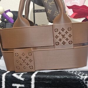 3D Printed Brown Basket Weave Handbag